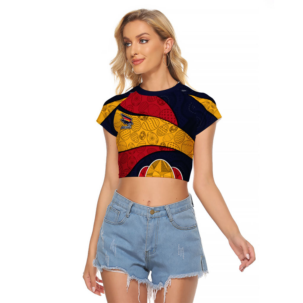 Personalized Adelaide Football Raglan Cropped T Shirt Easter Egg Pattern Red Blue Tribal Dot Art Style