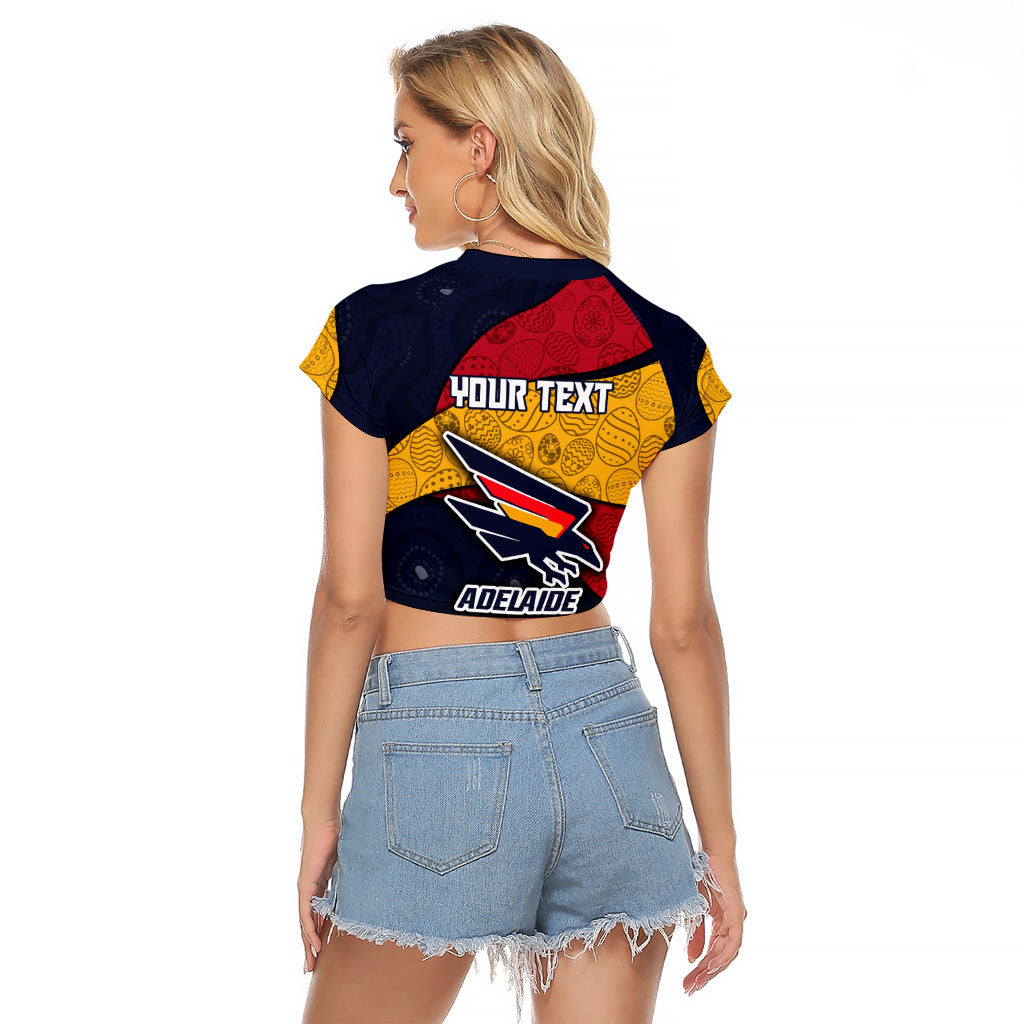 Personalized Adelaide Football Raglan Cropped T Shirt Easter Egg Pattern Red Blue Tribal Dot Art Style