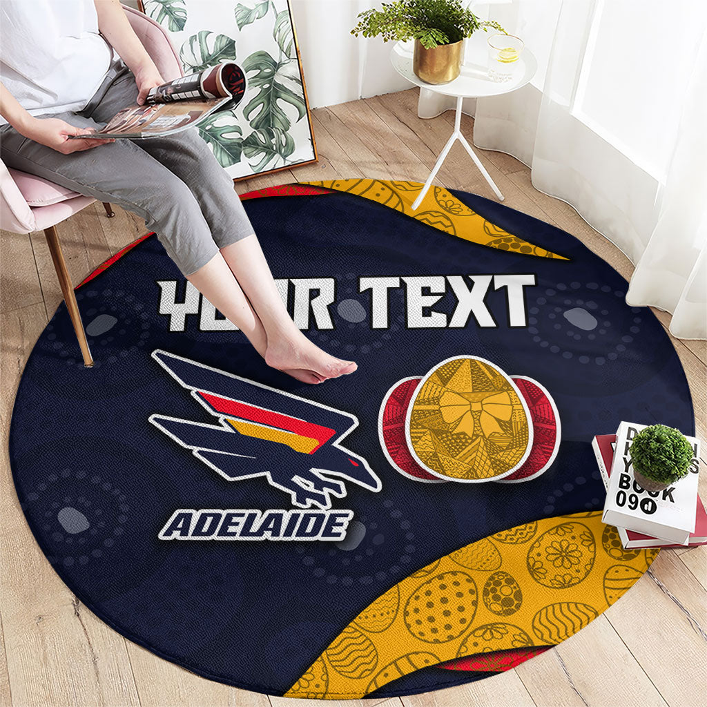 Personalized Adelaide Football Round Carpet Easter Egg Pattern Red Blue Tribal Dot Art Style