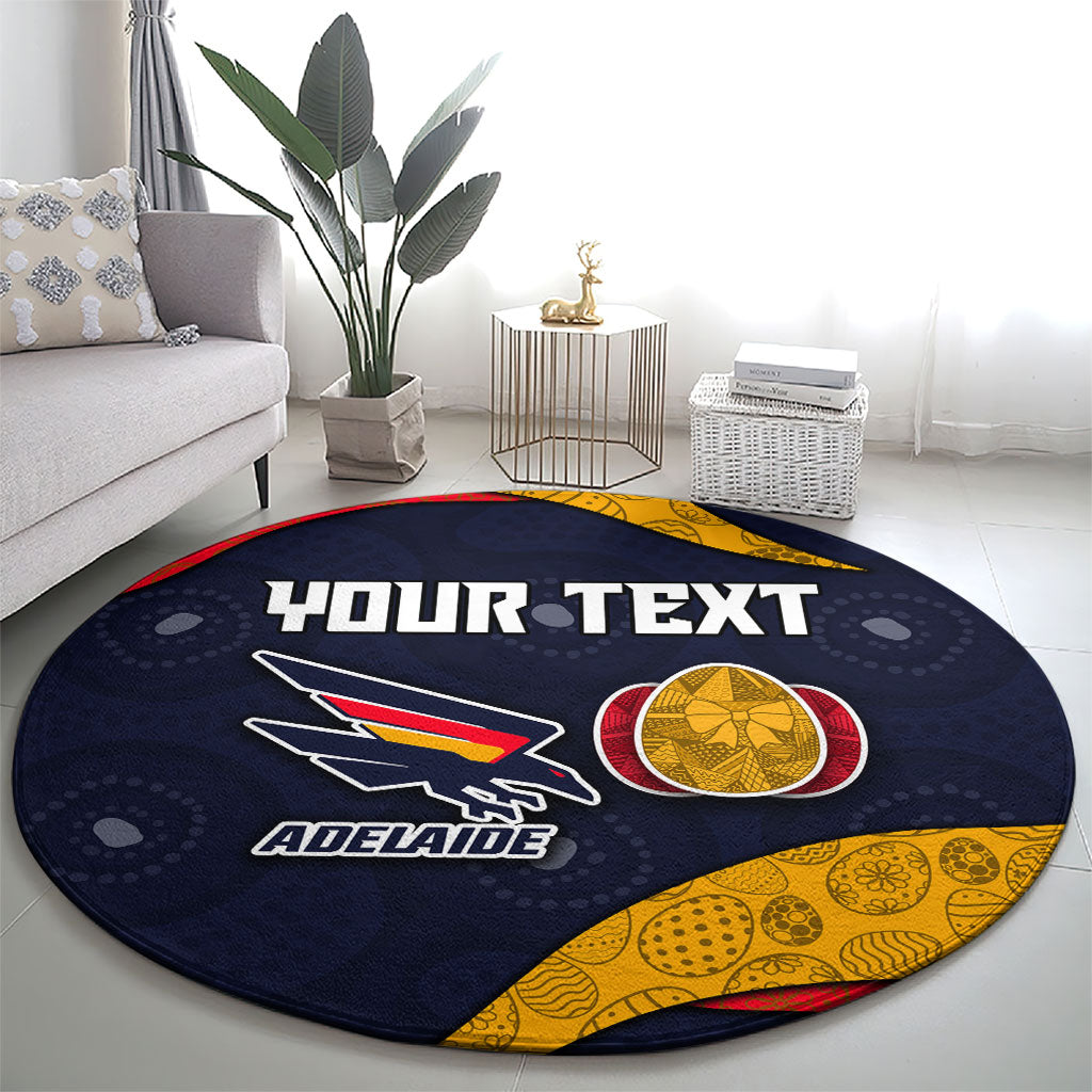 Personalized Adelaide Football Round Carpet Easter Egg Pattern Red Blue Tribal Dot Art Style