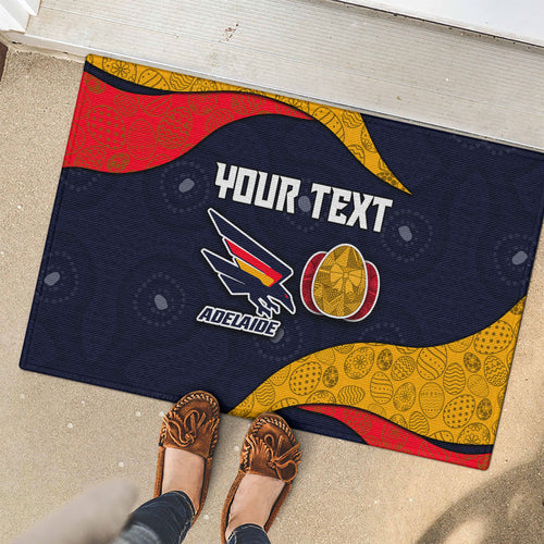 Personalized Adelaide Football Rubber Doormat Easter Egg Pattern Red Blue Tribal Dot Art Style