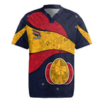 Personalized Adelaide Football Rugby Jersey Easter Egg Pattern Red Blue Tribal Dot Art Style