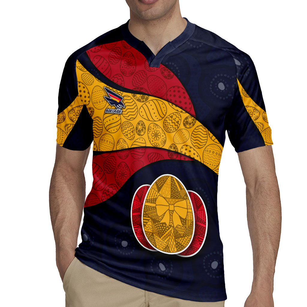 Personalized Adelaide Football Rugby Jersey Easter Egg Pattern Red Blue Tribal Dot Art Style