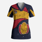 Personalized Adelaide Football Scrub Top Easter Egg Pattern Red Blue Tribal Dot Art Style
