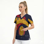 Personalized Adelaide Football Scrub Top Easter Egg Pattern Red Blue Tribal Dot Art Style