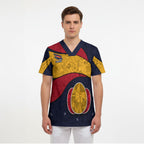 Personalized Adelaide Football Scrub Top Easter Egg Pattern Red Blue Tribal Dot Art Style