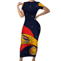 Personalized Adelaide Football Short Sleeve Bodycon Dress Easter Egg Pattern Red Blue Tribal Dot Art Style