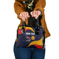 Personalized Adelaide Football Shoulder Handbag Easter Egg Pattern Red Blue Tribal Dot Art Style
