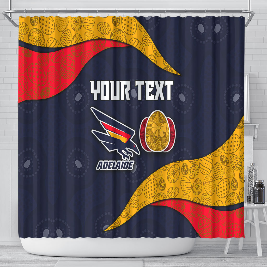 Personalized Adelaide Football Shower Curtain Easter Egg Pattern Red Blue Tribal Dot Art Style