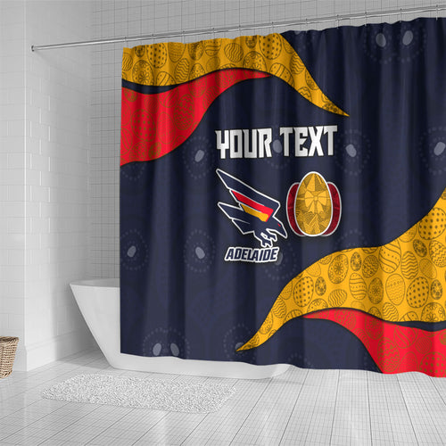 Personalized Adelaide Football Shower Curtain Easter Egg Pattern Red Blue Tribal Dot Art Style