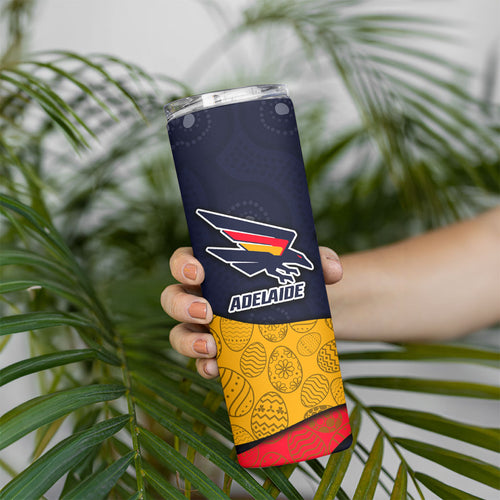 Personalized Adelaide Football Skinny Tumbler Easter Egg Pattern Red Blue Tribal Dot Art Style