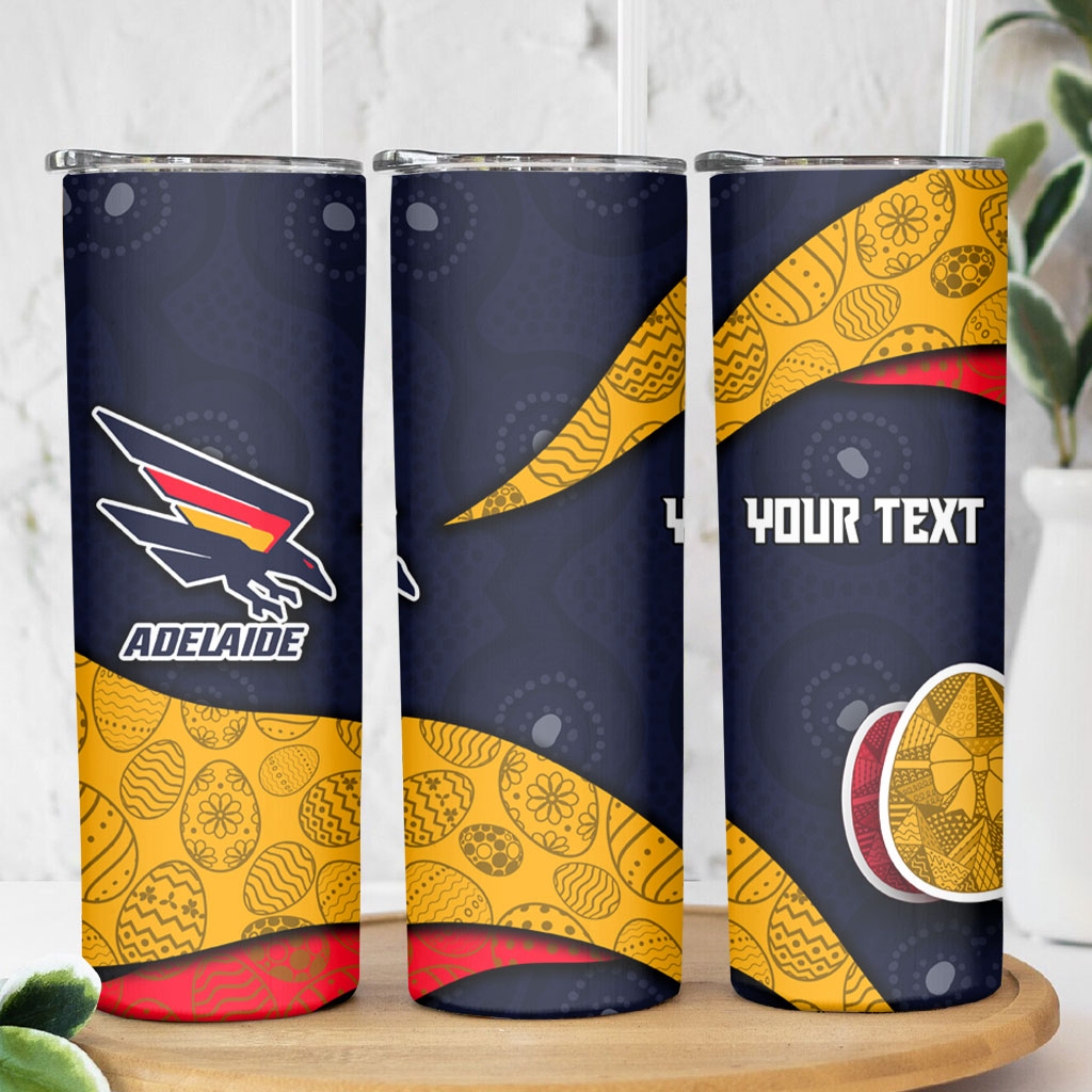 Personalized Adelaide Football Skinny Tumbler Easter Egg Pattern Red Blue Tribal Dot Art Style