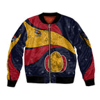 Personalized Adelaide Football Sleeve Zip Bomber Jacket Easter Egg Pattern Red Blue Tribal Dot Art Style