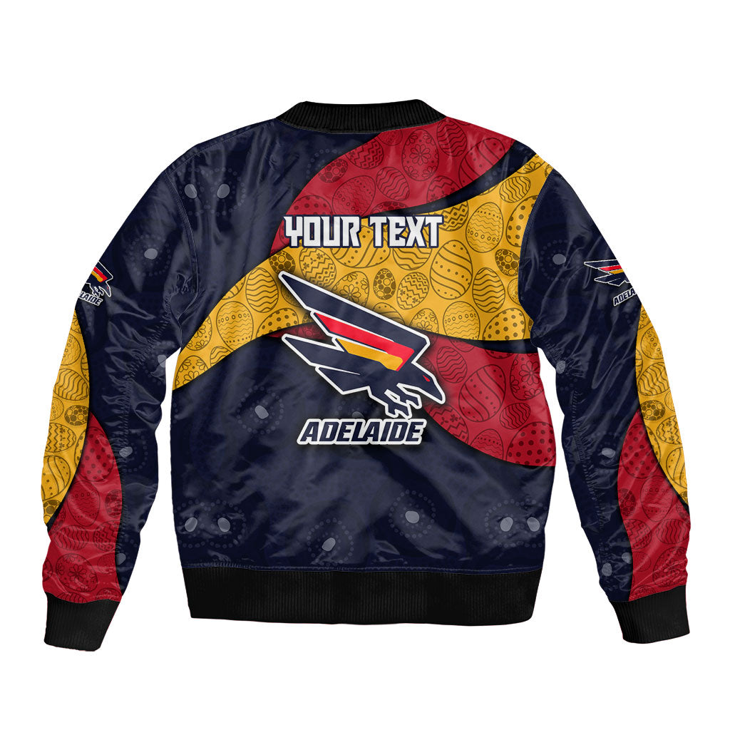 Personalized Adelaide Football Sleeve Zip Bomber Jacket Easter Egg Pattern Red Blue Tribal Dot Art Style