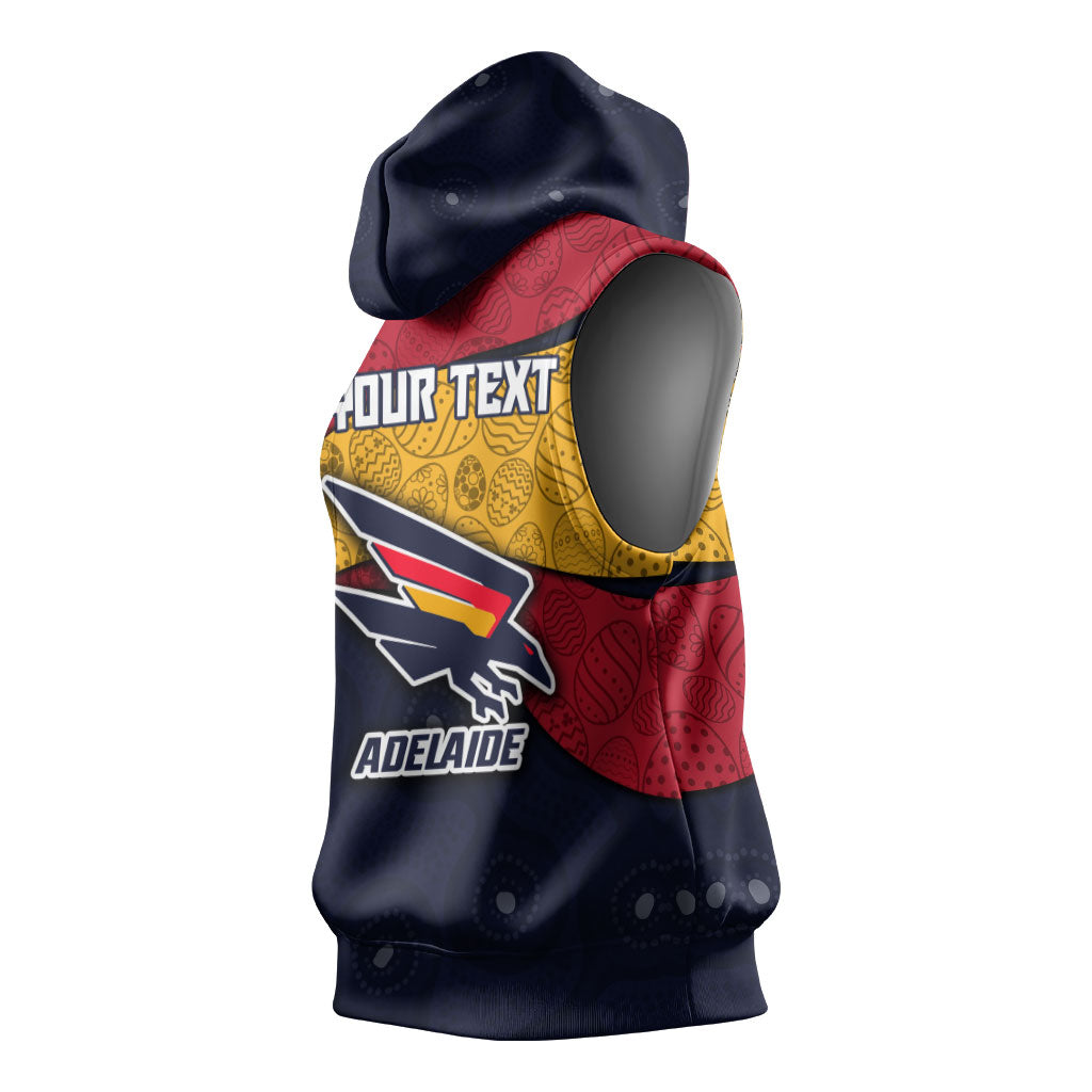 Personalized Adelaide Football Sleeveless Hoodie Easter Egg Pattern Red Blue Tribal Dot Art Style