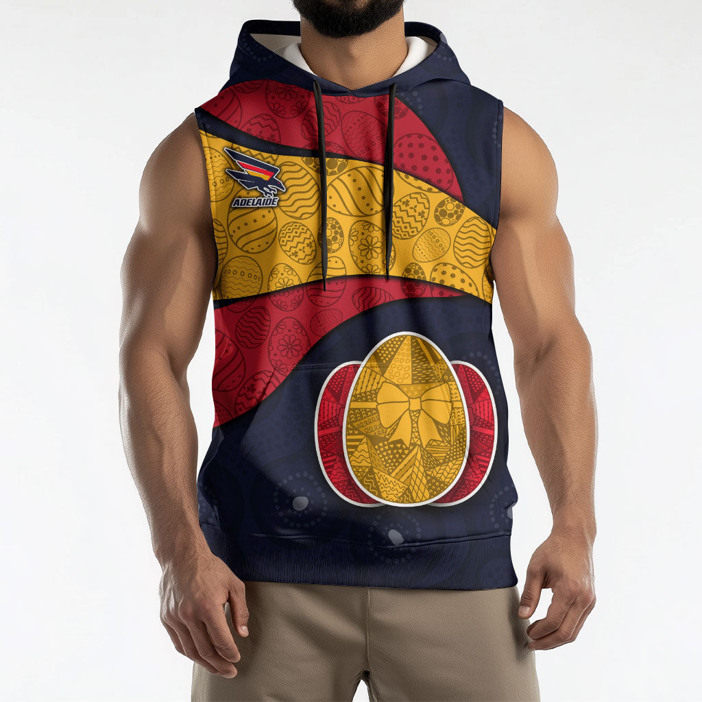 Personalized Adelaide Football Sleeveless Hoodie Easter Egg Pattern Red Blue Tribal Dot Art Style