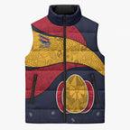 Personalized Adelaide Football Sleeveless Puffer Jacket Easter Egg Pattern Red Blue Tribal Dot Art Style