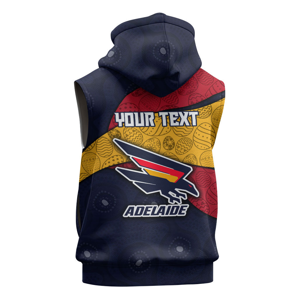 Personalized Adelaide Football Sleeveless Zip Hoodie Easter Egg Pattern Red Blue Tribal Dot Art Style