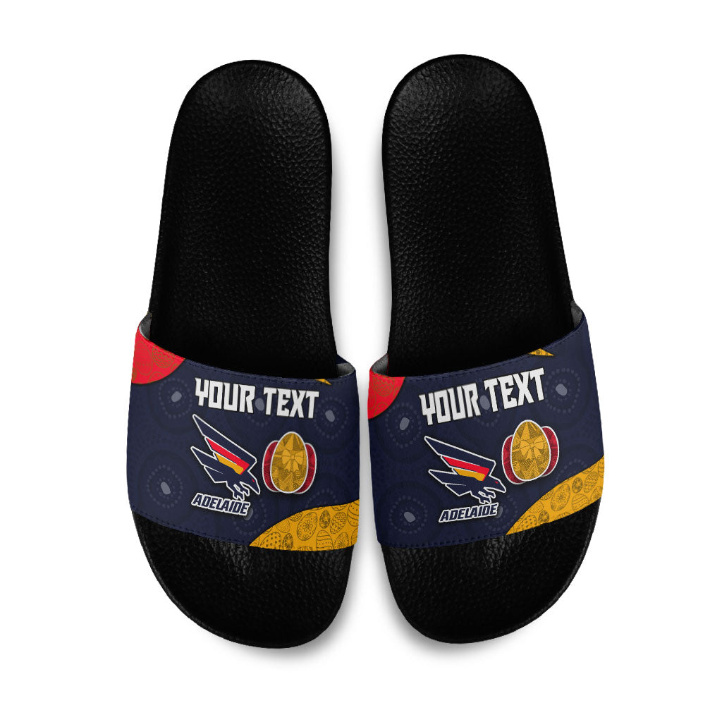 Personalized Adelaide Football Slide Sandals Easter Egg Pattern Red Blue Tribal Dot Art Style