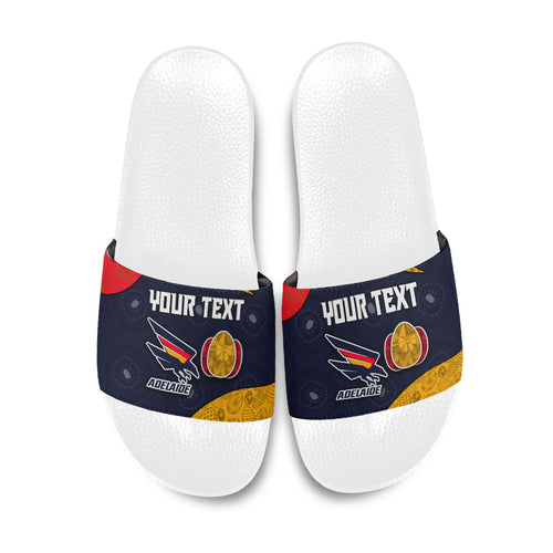 Personalized Adelaide Football Slide Sandals Easter Egg Pattern Red Blue Tribal Dot Art Style