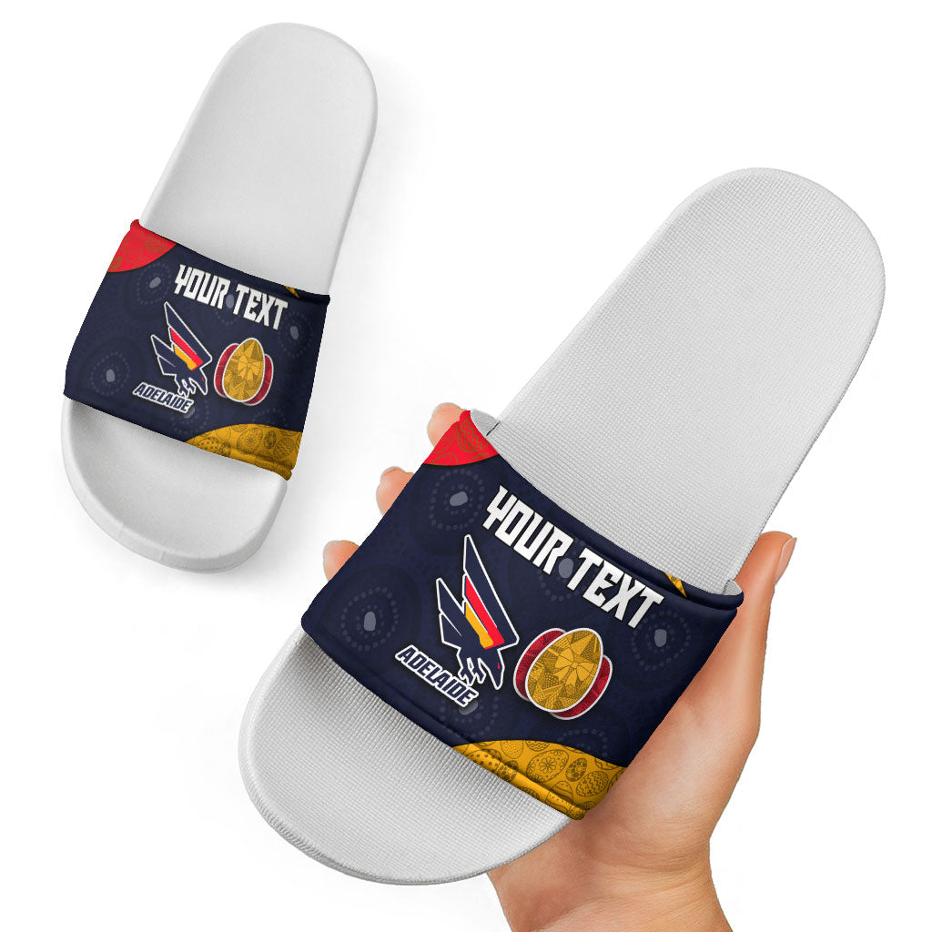 Personalized Adelaide Football Slide Sandals Easter Egg Pattern Red Blue Tribal Dot Art Style