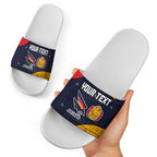 Personalized Adelaide Football Slide Sandals Easter Egg Pattern Red Blue Tribal Dot Art Style