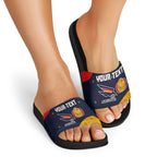 Personalized Adelaide Football Slide Sandals Easter Egg Pattern Red Blue Tribal Dot Art Style