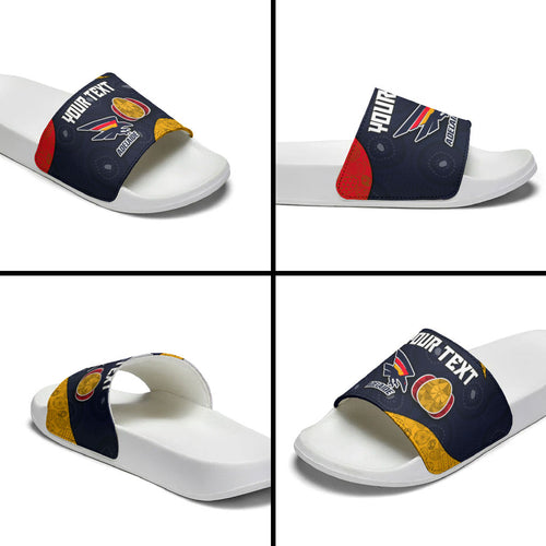 Personalized Adelaide Football Slide Sandals Easter Egg Pattern Red Blue Tribal Dot Art Style