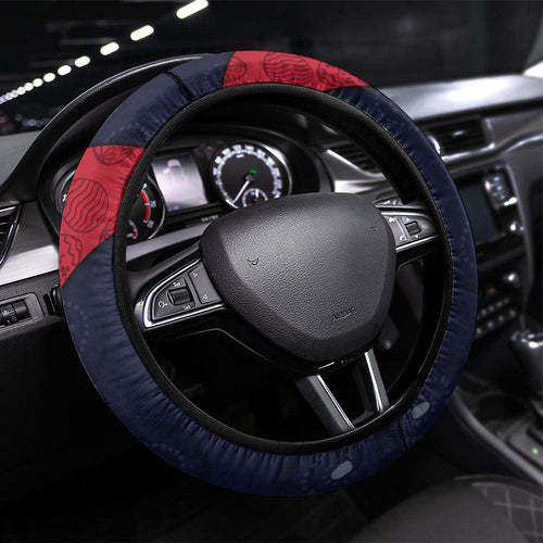 Adelaide Football Steering Wheel Cover Easter Egg Pattern Red Blue Tribal Dot Art Style