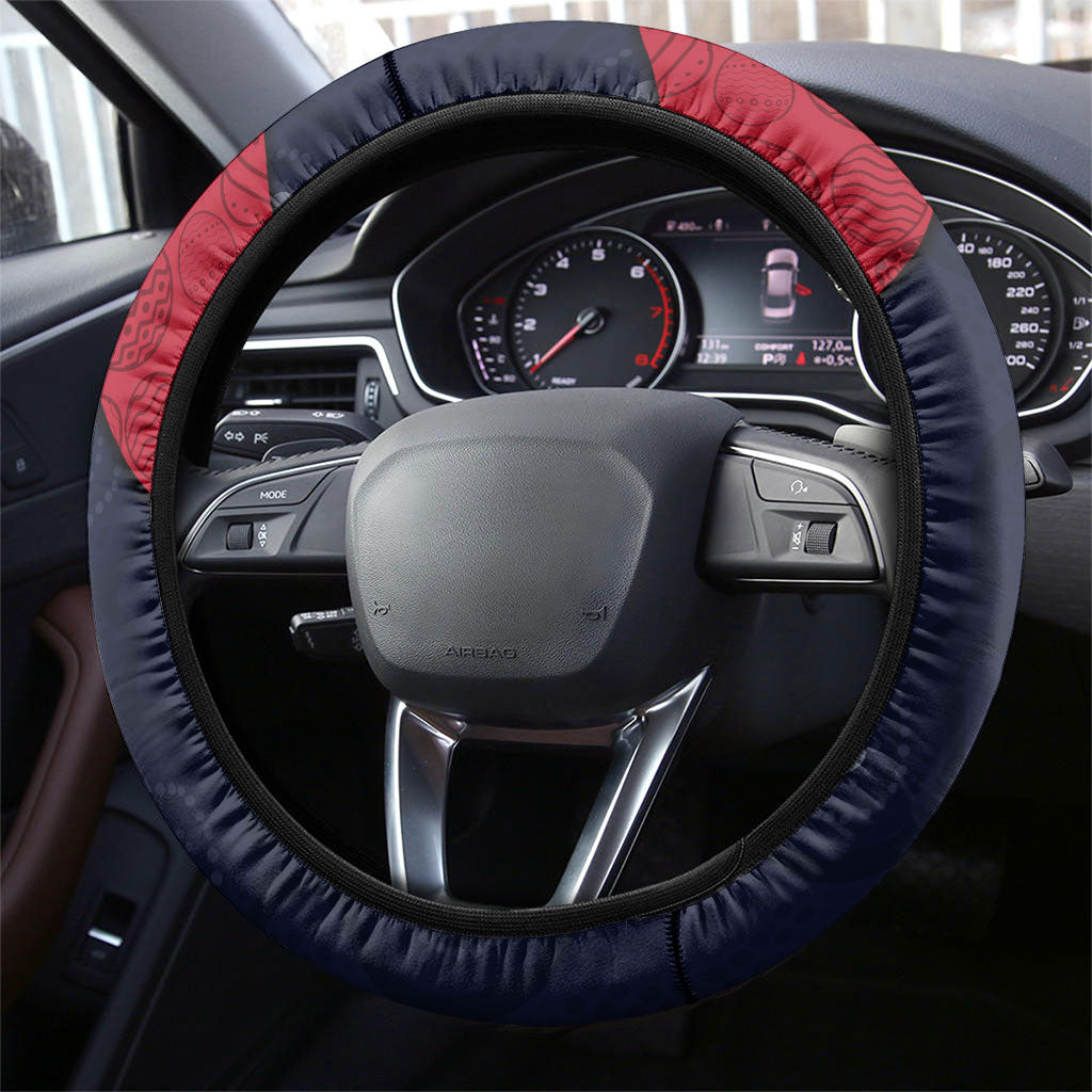 Adelaide Football Steering Wheel Cover Easter Egg Pattern Red Blue Tribal Dot Art Style
