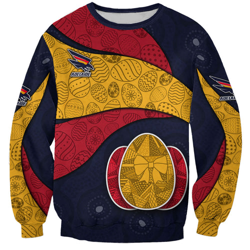 Personalized Adelaide Football Sweatshirt Easter Egg Pattern Red Blue Tribal Dot Art Style