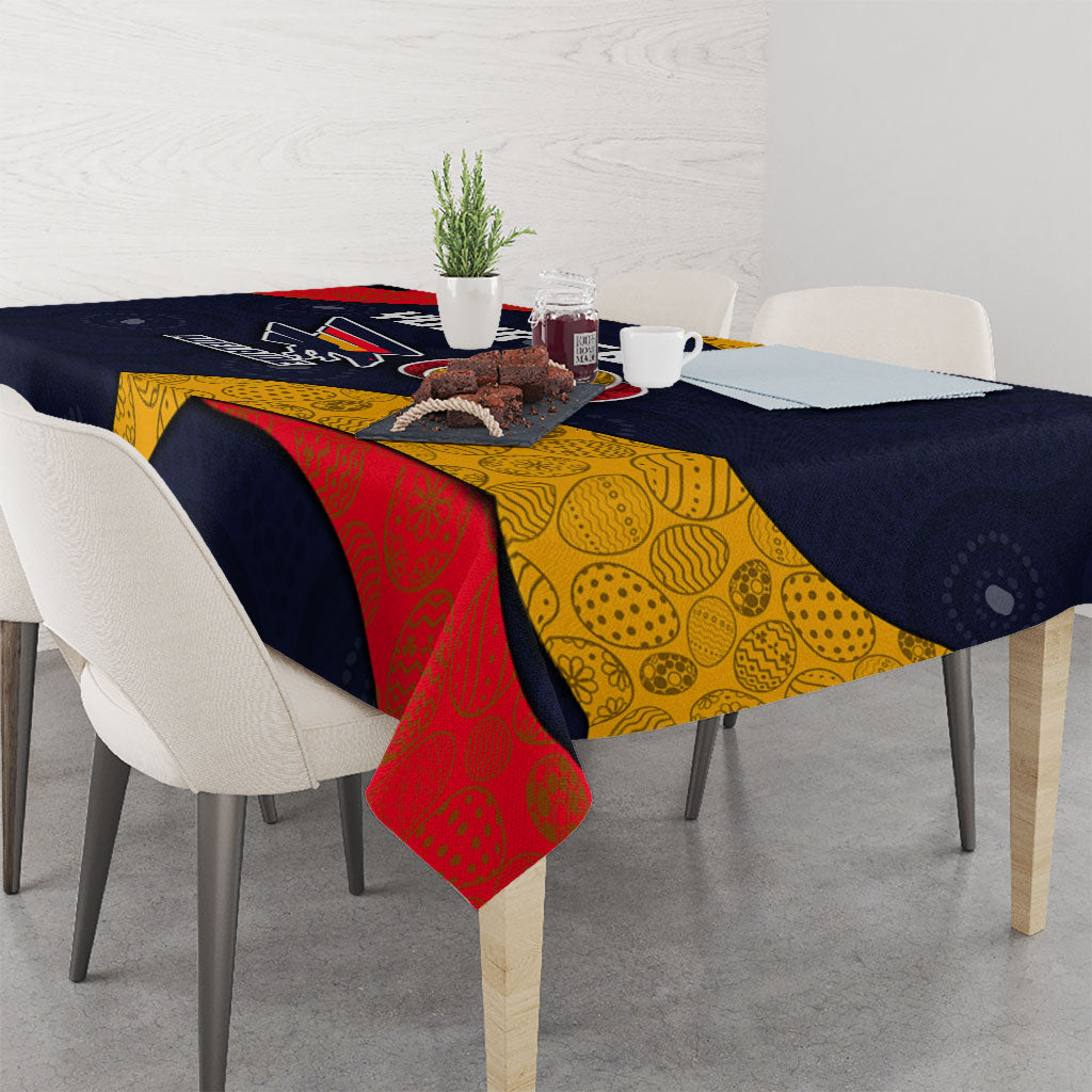 Personalized Adelaide Football Tablecloth Easter Egg Pattern Red Blue Tribal Dot Art Style