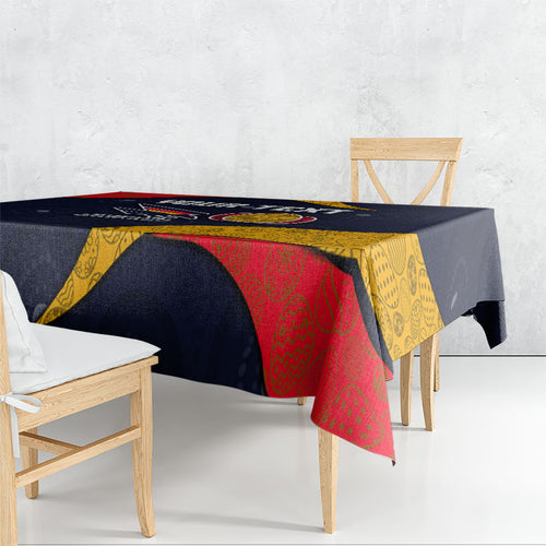 Personalized Adelaide Football Tablecloth Easter Egg Pattern Red Blue Tribal Dot Art Style
