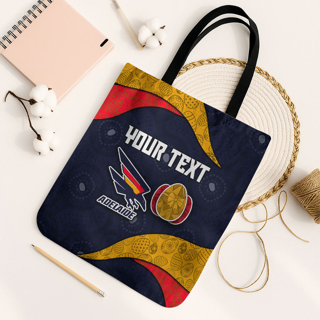 Personalized Adelaide Football Tote Bag Easter Egg Pattern Red Blue Tribal Dot Art Style