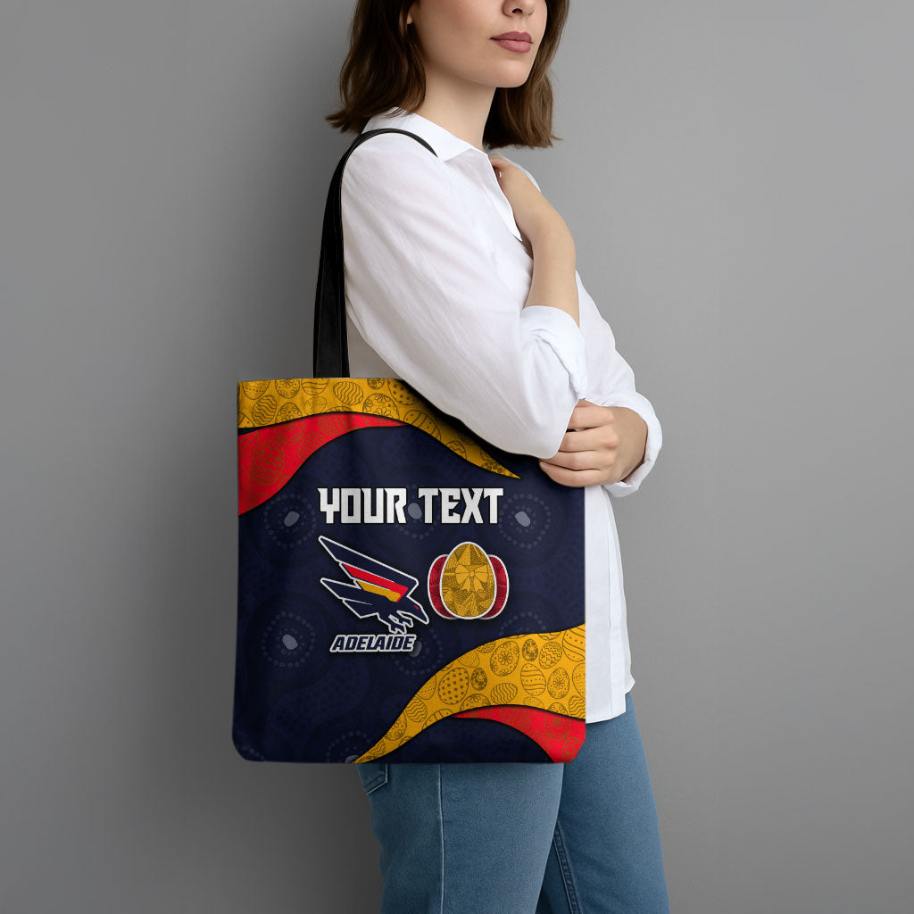 Personalized Adelaide Football Tote Bag Easter Egg Pattern Red Blue Tribal Dot Art Style