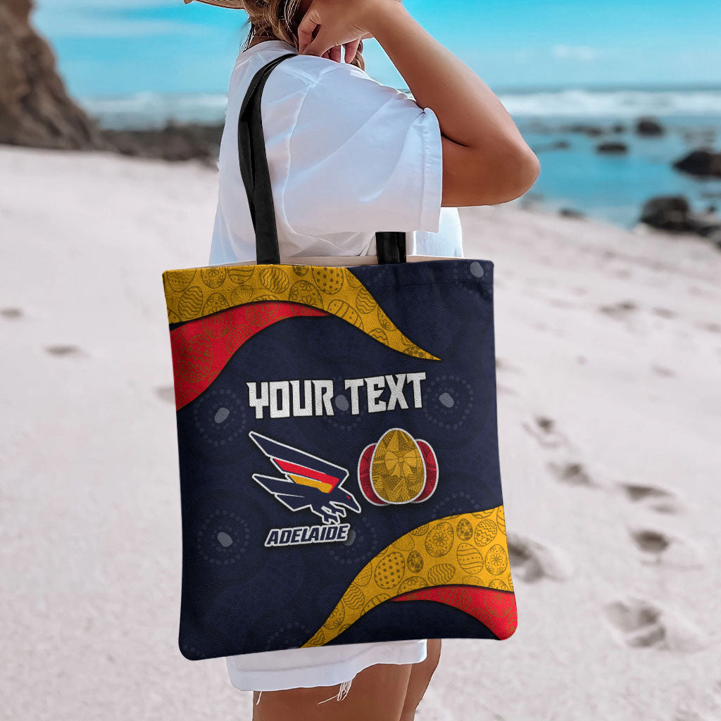 Personalized Adelaide Football Tote Bag Easter Egg Pattern Red Blue Tribal Dot Art Style