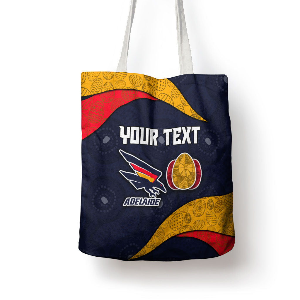 Personalized Adelaide Football Tote Bag Easter Egg Pattern Red Blue Tribal Dot Art Style