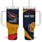 Personalized Adelaide Football Tumbler With Handle Easter Egg Pattern Red Blue Tribal Dot Art Style