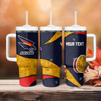Personalized Adelaide Football Tumbler With Handle Easter Egg Pattern Red Blue Tribal Dot Art Style