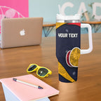Personalized Adelaide Football Tumbler With Handle Easter Egg Pattern Red Blue Tribal Dot Art Style