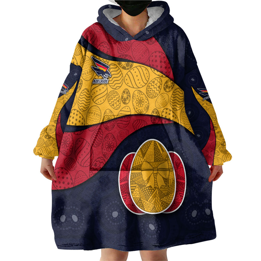 Personalized Adelaide Football Wearable Blanket Hoodie Easter Egg Pattern Red Blue Tribal Dot Art Style