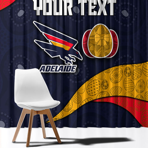 Personalized Adelaide Football Window Curtain Easter Egg Pattern Red Blue Tribal Dot Art Style