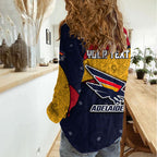 Personalized Adelaide Football Women Casual Shirt Easter Egg Pattern Red Blue Tribal Dot Art Style
