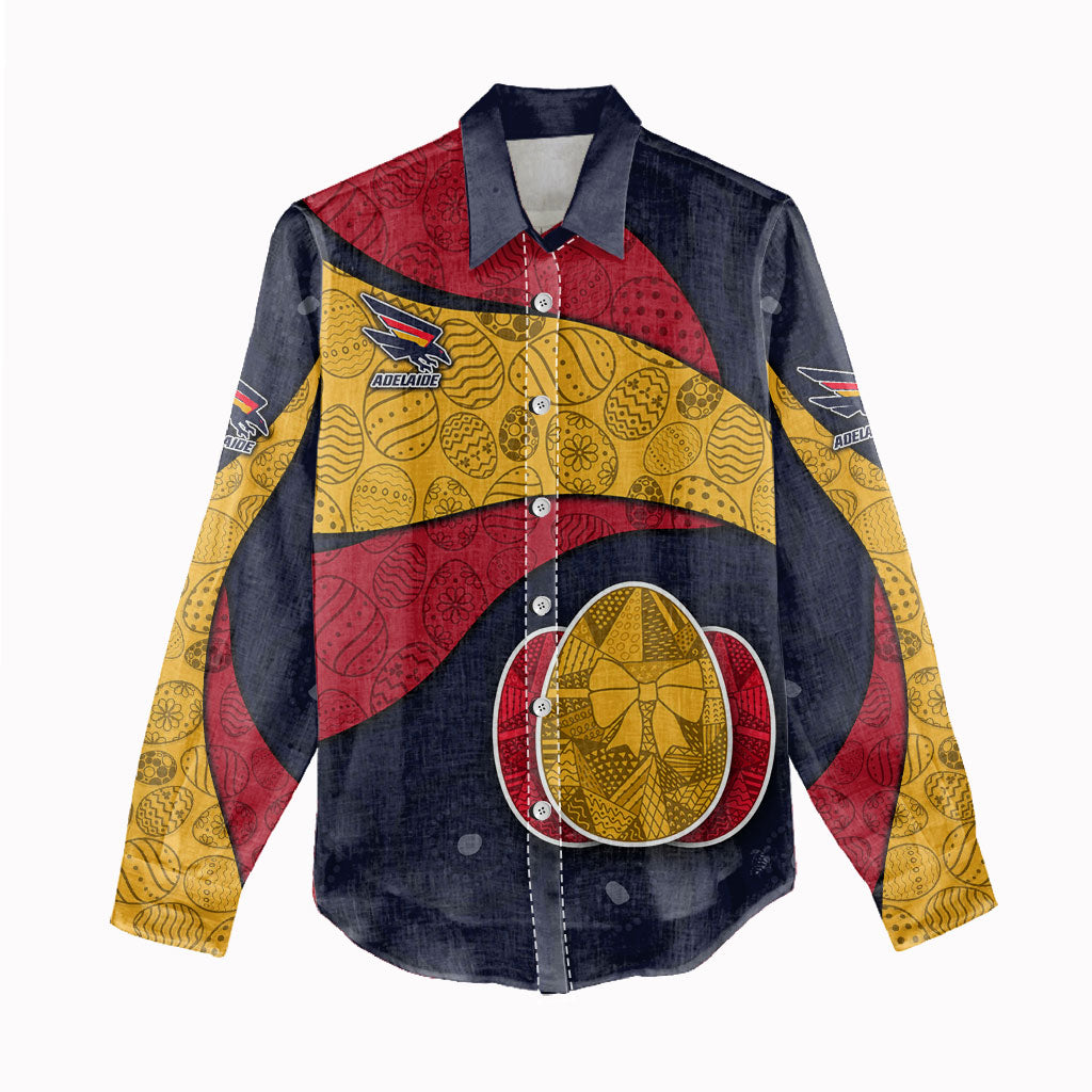 Personalized Adelaide Football Women Casual Shirt Easter Egg Pattern Red Blue Tribal Dot Art Style