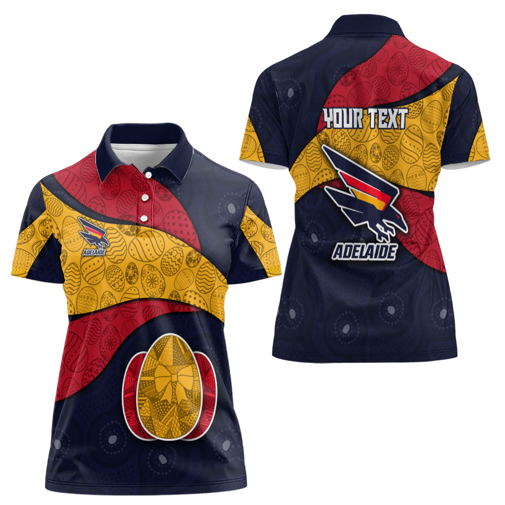 Personalized Adelaide Football Women Polo Shirt Easter Egg Pattern Red Blue Tribal Dot Art Style