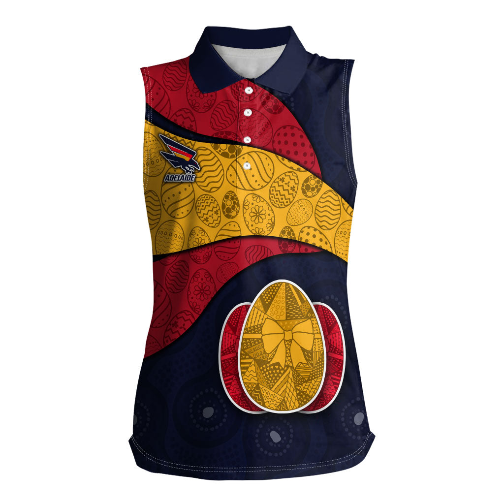 Personalized Adelaide Football Women Sleeveless Polo Shirt Easter Egg Pattern Red Blue Tribal Dot Art Style
