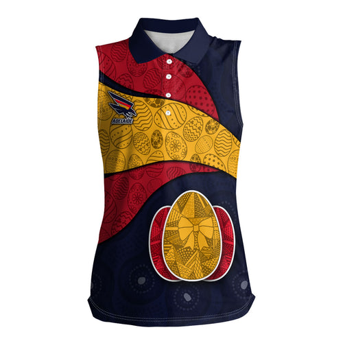 Personalized Adelaide Football Women Sleeveless Polo Shirt Easter Egg Pattern Red Blue Tribal Dot Art Style