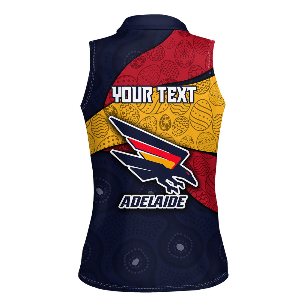 Personalized Adelaide Football Women Sleeveless Polo Shirt Easter Egg Pattern Red Blue Tribal Dot Art Style