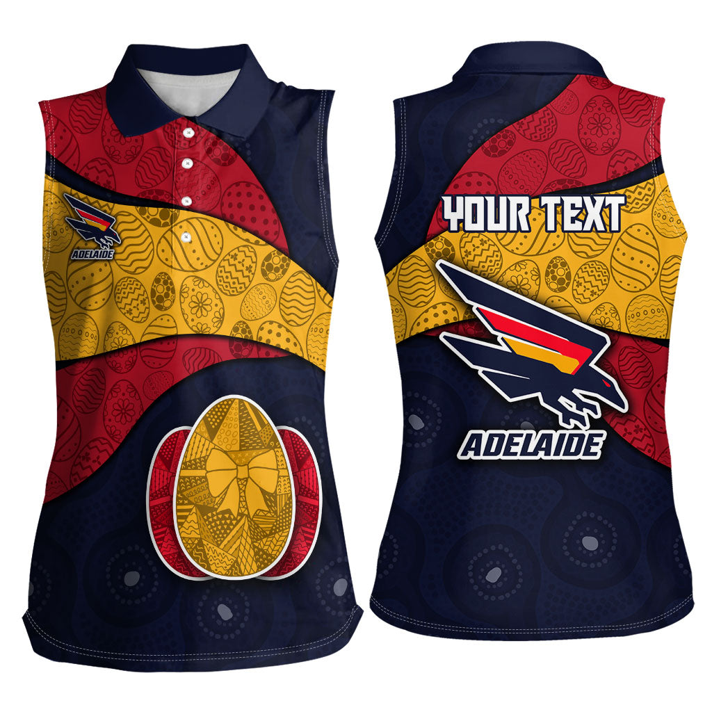 Personalized Adelaide Football Women Sleeveless Polo Shirt Easter Egg Pattern Red Blue Tribal Dot Art Style