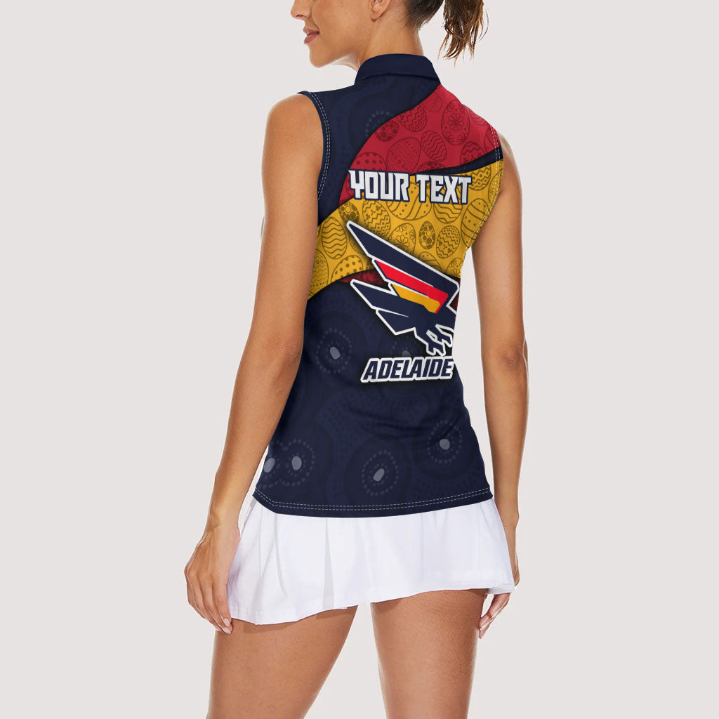 Personalized Adelaide Football Women Sleeveless Polo Shirt Easter Egg Pattern Red Blue Tribal Dot Art Style